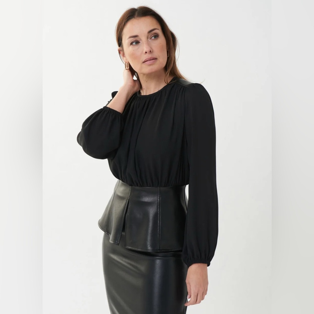 Joseph Ribkoff Peplum Black Blouse- Size 8